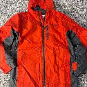 Boys Columbia Lightweight Hooded Jacket Size M Gray/Orange